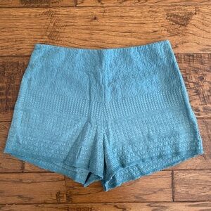 Free People Dusty Blue Embroidered High Waisted Side Zip Shorts Size Small